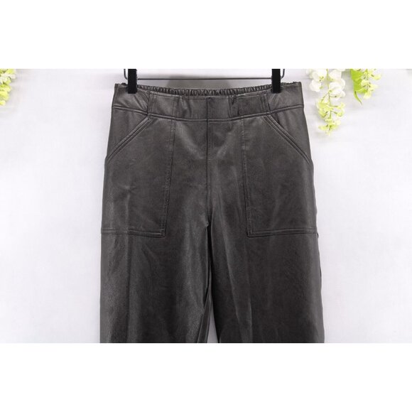 Spanx Women's Faux Leather Jogger Pants L/G Black Elastic Waist Pockets - Picture 3 of 7